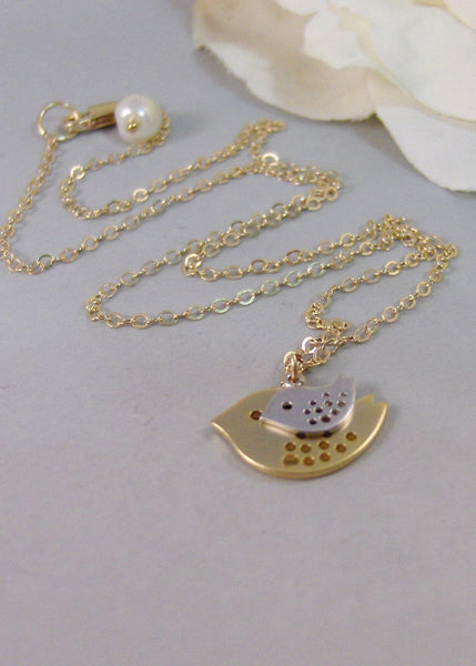 Nesting Birds,Gold Necklace,Bird,Mommy,Baby,Little,Girl,Bird Necklace,Gold Necklac,ejewelery by valleygirldesigns on Etsy.