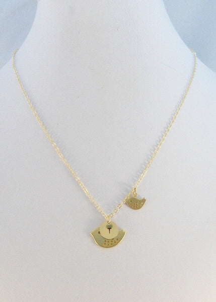 Bird Necklace,Gold Necklace,Bird,Mommy,Baby,Little,Girl,Bird Necklace,Gold Pendant,jewelery by valleygirldesigns on Etsy.