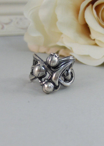 Bellflower, Ring,Silver,Ring, Flower,Rose Ring,Antique Ring,Silver Ring,Blossom,Posey. Handmade jewelery by valleygirldesigns.