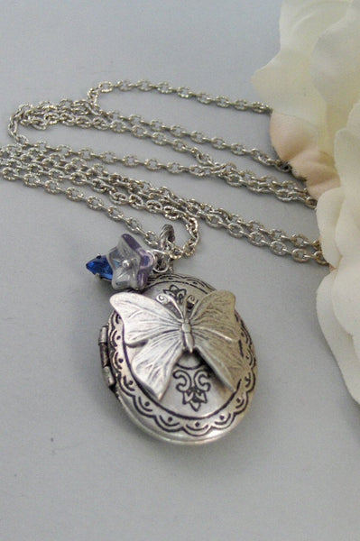 Ocean Butterfly,Necklace,Locket,Butterfly, Silver Locket, Butterfly Locket, Wings,Silver. Handmade Jewelry by valleygirldesigns on Etsy.