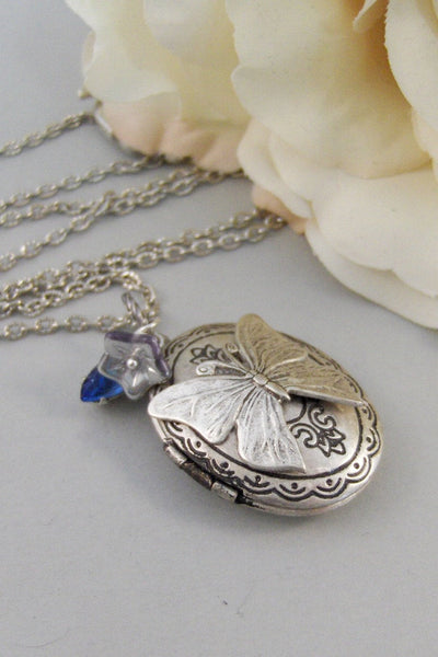 Ocean Butterfly,Necklace,Locket,Butterfly, Silver Locket, Butterfly Locket, Wings,Silver. Handmade Jewelry by valleygirldesigns on Etsy.