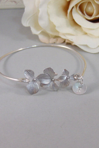 Silver Blossoms,Bracelet,Sterling,Cherry Blossom,Silver Bracelet,Blossom,Bangle,Wedding,Personalize. Handmade jewelry by valleygirldesigns