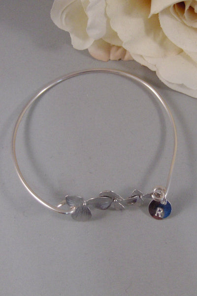 Silver Blossoms,Bracelet,Sterling,Cherry Blossom,Silver Bracelet,Blossom,Bangle,Wedding,Personalize. Handmade jewelry by valleygirldesigns