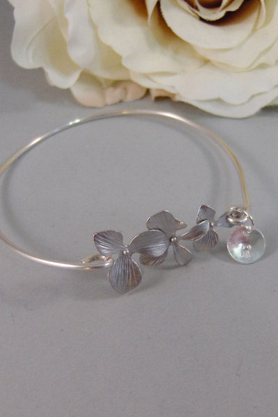 Silver Blossoms,Bracelet,Sterling,Cherry Blossom,Silver Bracelet,Blossom,Bangle,Wedding,Personalize. Handmade jewelry by valleygirldesigns