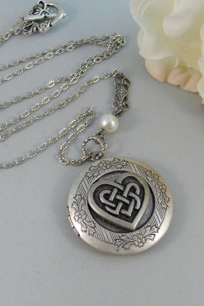 Celtic Heart,Locket,Silver Locket,Celtic Locket,Heart, Antique Locket,Celtic Knot,Irish,Lucky,Shamrock. jewelry by valleygirldesigns