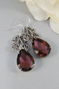 Frosted Garnet,Earring,Vintage Earrings,Garnet,Ruby Earrings,Red,Burgandy,Birthstone. Handmade Jewelry by valleygirldesigns.