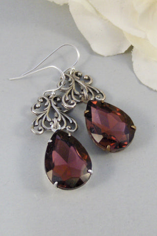 Frosted Garnet,Earring,Vintage Earrings,Vintage Garnet,Garnet Earrings,Vintage Garnet,Ruby Earrings,Red,Burgandy,Birthstone