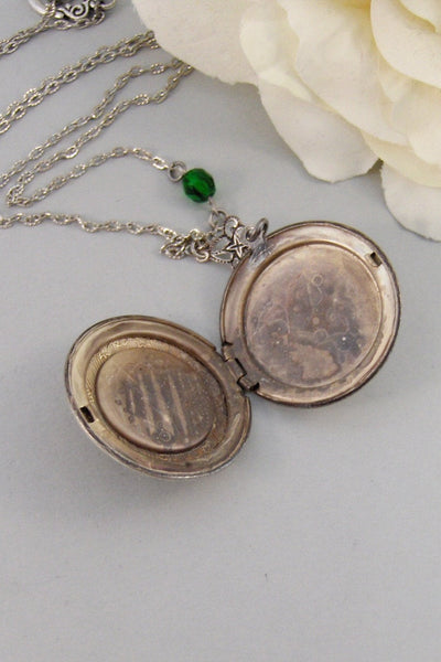 Irish Girl,Locket,Shamrock,Antique Locket,Silver Locket,Clover,Luck,Irish,Lucky, Shamrock,Love. Handmade jewelry by valleygirldesigns