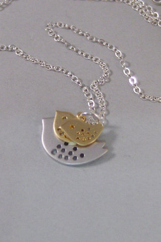 Nesting Little Birds,Silver Necklace,Bird,Mommy,Baby,Little,Girl,Bird Necklace,Two,Silver Pendant,jewelery by valleygirldesigns on Etsy.