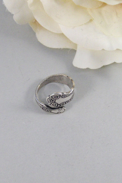 Dainty Blossom,Ring,Silver,Spoon,Spoon Ring,Antique Ring,Silver Ring,Wrapped,Adjustable,Bridesmaid. Handmade jewelery by valleygirldesigns.