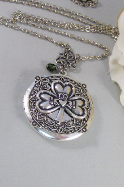 Irish Love,Locket,Claddagh, Antique Locket,Silver Locket,Heart,Crown, Irish,Lucky, Shamrock,Love. Handmade jewelry by valleygirldesigns