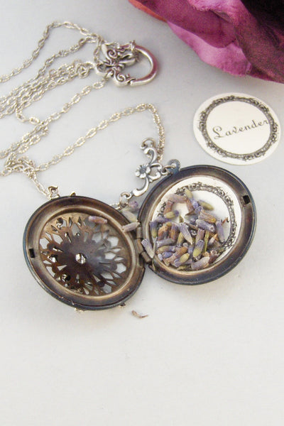 Scented Lavender,Scent Locket,Lavender Necklace,Scented Locket,Flower,Aromatherapy,Diffuser,Lavender Locket,Purple Locket,valleygirldesigns.