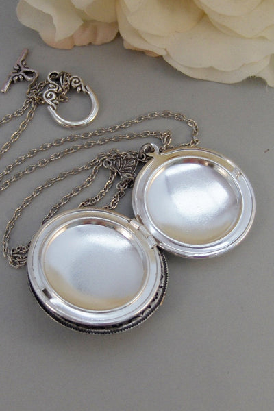 Pegasus, Locket,Silver Locket,Antique Locket,Flower Locket.,Horse,Wing,Fly. Handmade Jewelry by ValleyGirlDesigns.