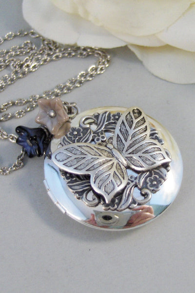 Etched Butterfly,Necklace,Locket,Butterfly, Silver Locket, Butterfly Locket, Wings,Silver. Handmade Jewelry by valleygirldesigns on Etsy.