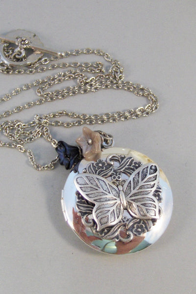 Etched Butterfly,Necklace,Locket,Butterfly, Silver Locket, Butterfly Locket, Wings,Silver. Handmade Jewelry by valleygirldesigns on Etsy.