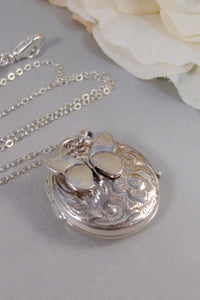 Summer Flutter,Locket,Silver Locket,Necklace,Sterling Silver Locket,Butterfly,Wing,Wedding,Leaf. Jewelry by valleygirldesigns.