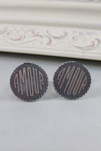 Amour Cufflinks,Cufflink,Men,Groosmen,Amour,Love,Groom,Father,Dad,Wedding. Handmade jewelry by valleygirldesigns.