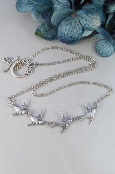 Birdies in Flight,Necklace,Antique Necklace,Silver Necklace,Wing,Silver Necklace,Bird,Sparrow,Woodland,Bride,Wedding. valleygirldesigns.