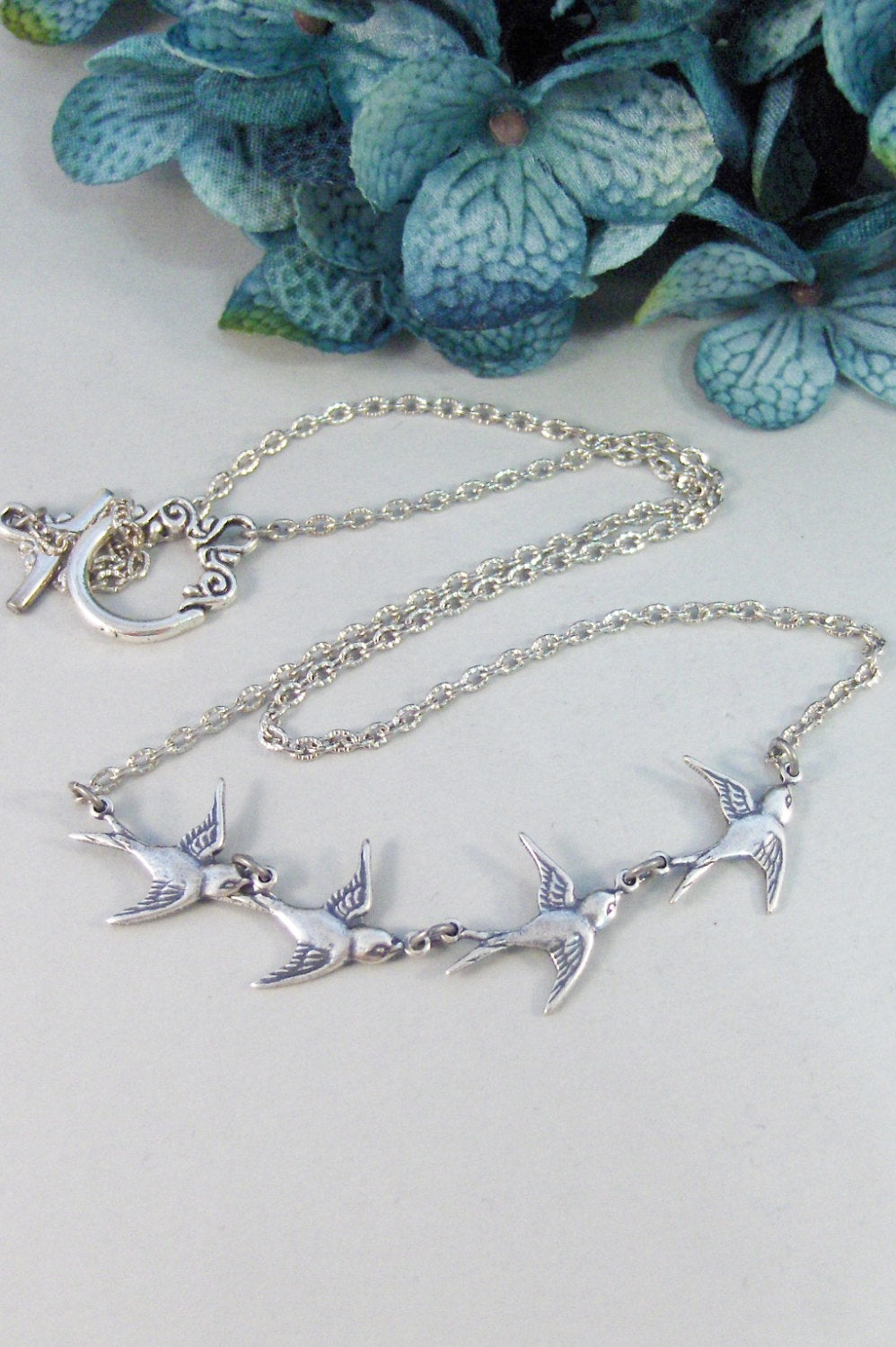 Birdies in Flight,Necklace,Antique Necklace,Silver Necklace,Wing,Silver Necklace,Bird,Sparrow,Woodland,Bride,Wedding. valleygirldesigns.