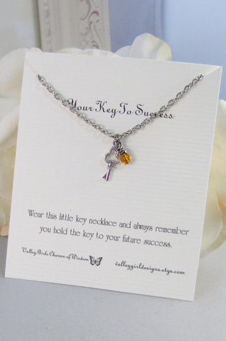 Key To Success,Necklace,Antique Necklace,Keys,Silver,Key Necklace,Key,Birthstone,Personalize,Steampunk,Antique.Jewelry by valleygirldesigns.