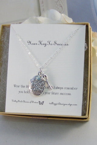 Key to Success,Necklace,Locket,Silver,Bee Necklace,Bee,Birthstone,Personalize,Silver Locket,Antique.Jewelry by valleygirldesigns.