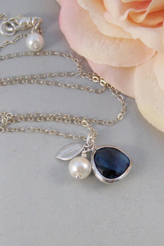 Sapphire Blossom,Necklace,Blue,Birthstone,Sapphire,Sapphire Necklace,Silver Necklace,Wedding,Birdesmaid,Sterling Silver,Valley Girl Designs