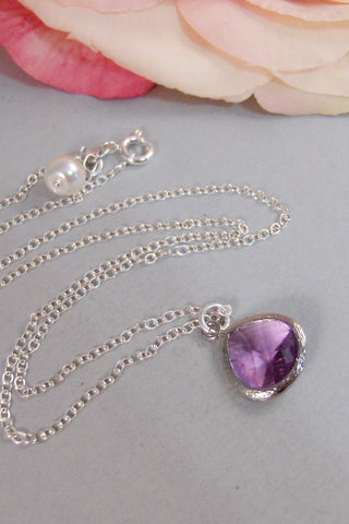 Lavender Drop,Lavender Necklace,Purple Bridesmaid,Necklace,Silver Necklace,Amethyst Necklace,Amethyst,Sterling Silver valleygirldesigns.