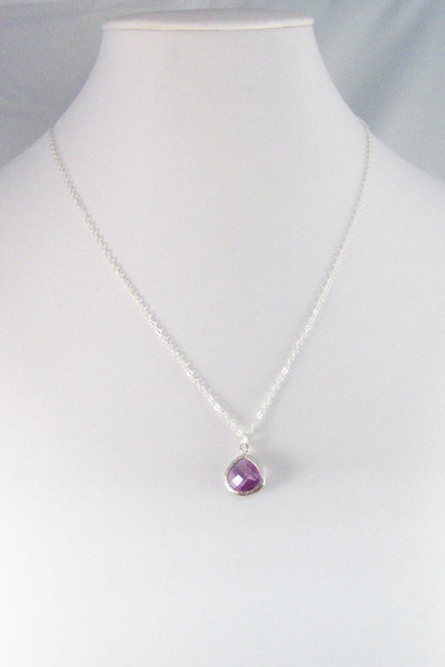 Amethyst Drop,Necklace,Silver Necklace,Amethyst Necklace,Amethyst,Sterling Silver,Blue,Wedding. Handmade jewelery by valleygirldesigns.