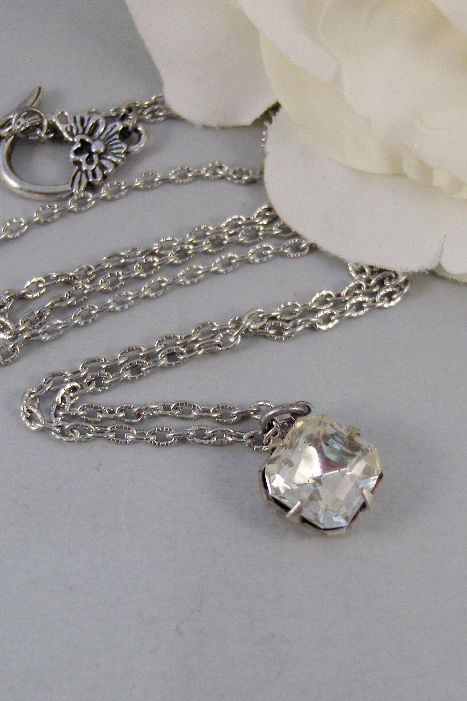 Vintage Diamonds,6 Necklaces,Pendant,Silver Necklace,Diamond,Vintage,Vintage Rhinestone,Diamond Necklace. Jewelery by valleygirldesigns.