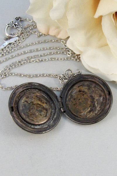 SALE/ Queen,Locket,Silver Locket,Flower,Bird,Sparrow,Sparrow Jewelry,Antique Locket,Floral,Jewelry. Handmade jewelry by valleygirldesigns.