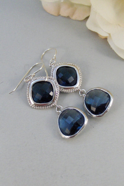 Something Blue,Sapphire Earrings,Silver Earrings,Sterling Silver,Bride,Blue,Navy,Wedding,Handmade jewelery by Valleygirldesigns on Etsy