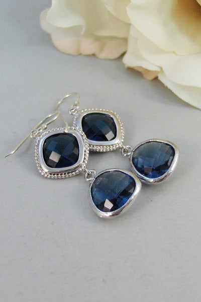 Something Blue,Sapphire Earrings,Silver Earrings,Sterling Silver,Bride,Blue,Navy,Wedding,Handmade jewelery by Valleygirldesigns on Etsy