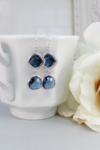 Something Blue,Sapphire Earrings,Silver Earrings,Sterling Silver,Bride,Blue,Navy,Wedding,Handmade jewelery by Valleygirldesigns on Etsy