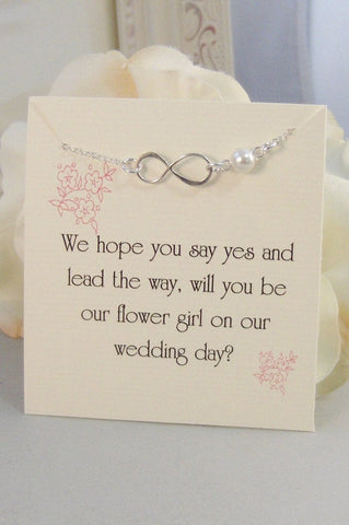 Infinity,Bracelet,Flower Girl,Sterling Silver,Infinite,Flower Girl Gift,Silver Bracelet,Pearl,Wedding.Handmade jewelry by valleygirldesigns.