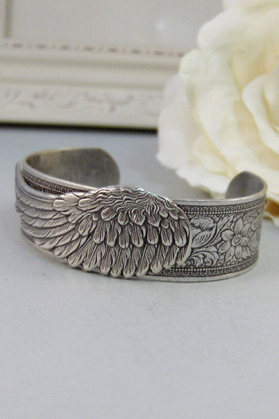 Angel Wing,Bracelet,Cuff,Silver Bracelet,Cuff Bracelet,Bracelet,Silver,Angel,Wing,Wedding,Bride.Handmade Jewelry by valleygirldesigns.