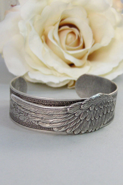 Angel Wing,Bracelet,Cuff,Silver Bracelet,Cuff Bracelet,Bracelet,Silver,Angel,Wing,Wedding,Bride.Handmade Jewelry by valleygirldesigns.