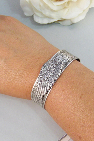 Angel Wing,Bracelet,Cuff,Silver Bracelet,Cuff Bracelet,Bracelet,Silver,Angel,Wing,Wedding,Bride.Handmade Jewelry by valleygirldesigns.