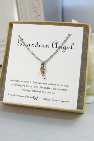 Guardian Angel,Necklace,Antique Necklace,Silver,Angel Necklace,Angel,Birthstone,Personalize,,Antique.Jewelry by valleygirldesigns.