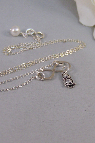 SALE/Wisdom,Necklace,Bracelet,Infinity Necklace,Owl Infinity,Silver,Owl Necklace,Owl,Infinity,Infinite,Jewelry valleygirldesigns.