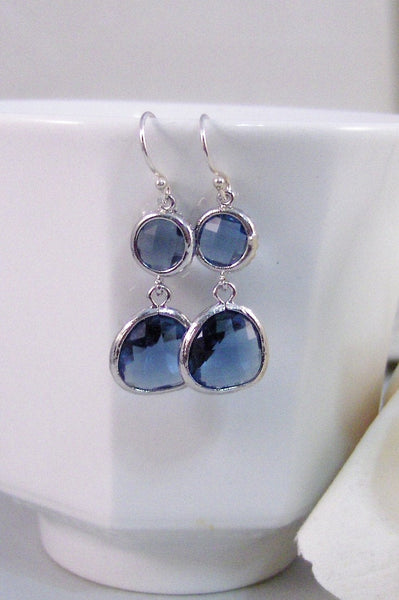 Something Blue,Earrings,Sapphire Earrings,Silver Earrings,Sterling Silver,Bride,Blue,Navy,Bridesmaid. Handmade jewelery by Valleygirldesigns