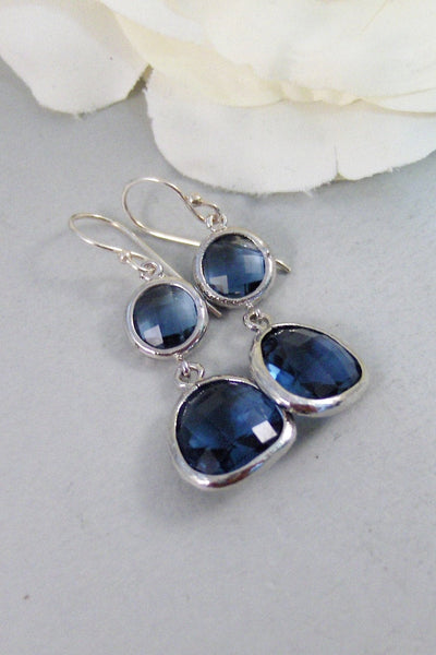 Something Blue,Earrings,Sapphire Earrings,Silver Earrings,Sterling Silver,Bride,Blue,Navy,Bridesmaid. Handmade jewelery by Valleygirldesigns