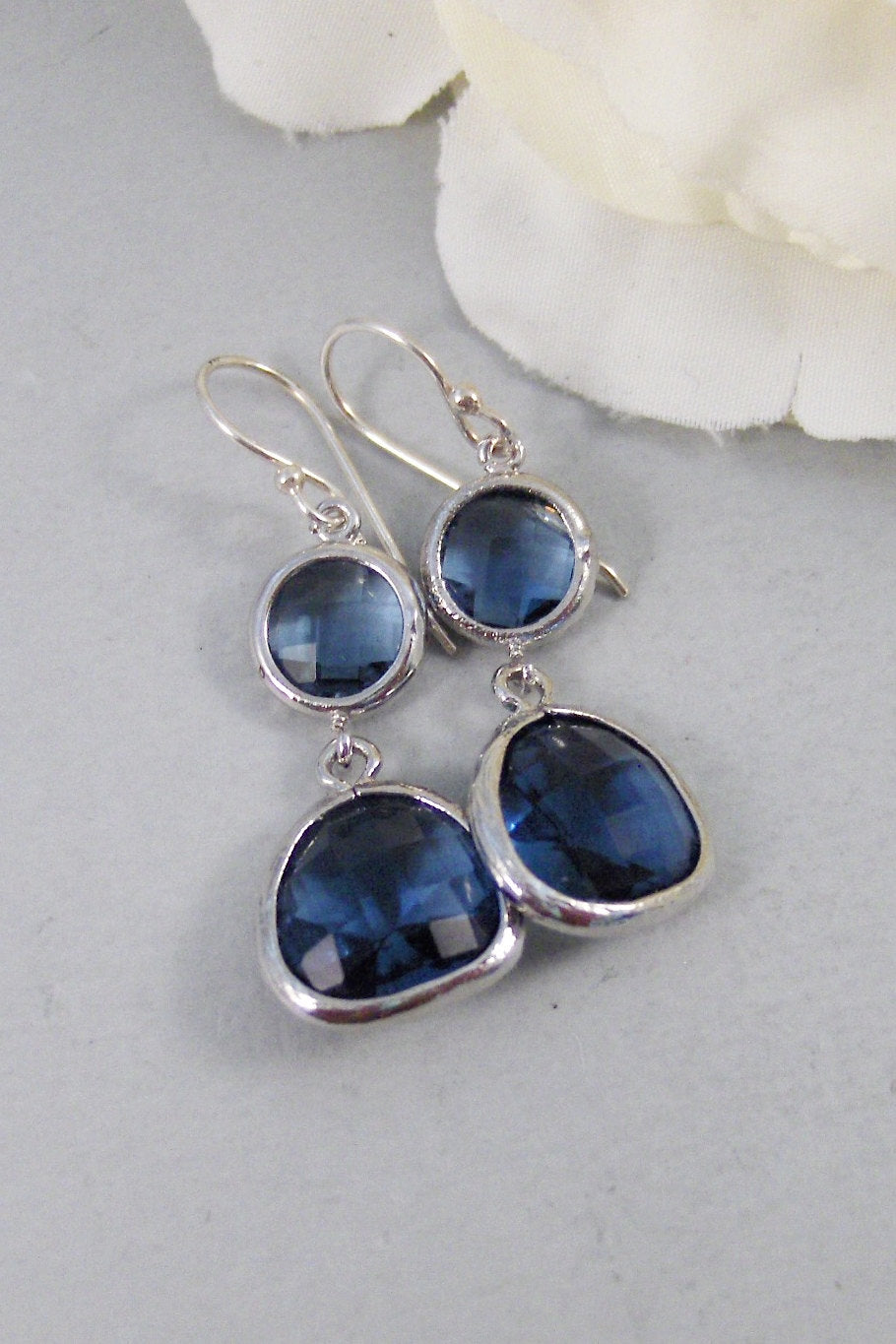 Something Blue,Earrings,Sapphire Earrings,Silver Earrings,Sterling Silver,Bride,Blue,Navy,Bridesmaid. Handmade jewelery by Valleygirldesigns