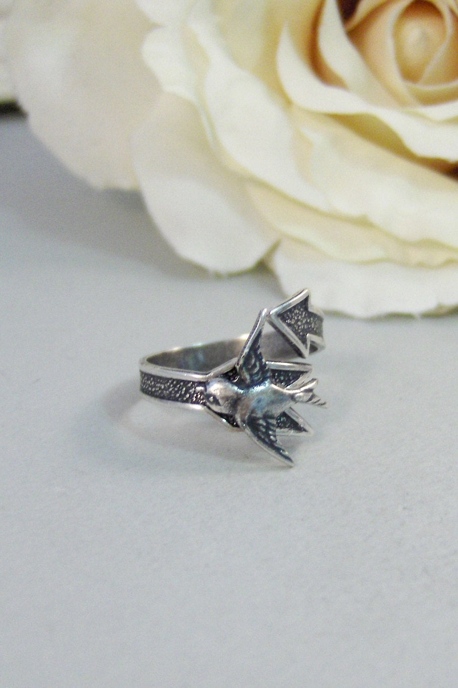 Sparrow's Arrow,Ring,Silver,Arrow,Hungar,Ring,Antique Ring,Silver Ring,Sparrow,Bird Ring,Bird. Handmade jewelery by valleygirldesigns.