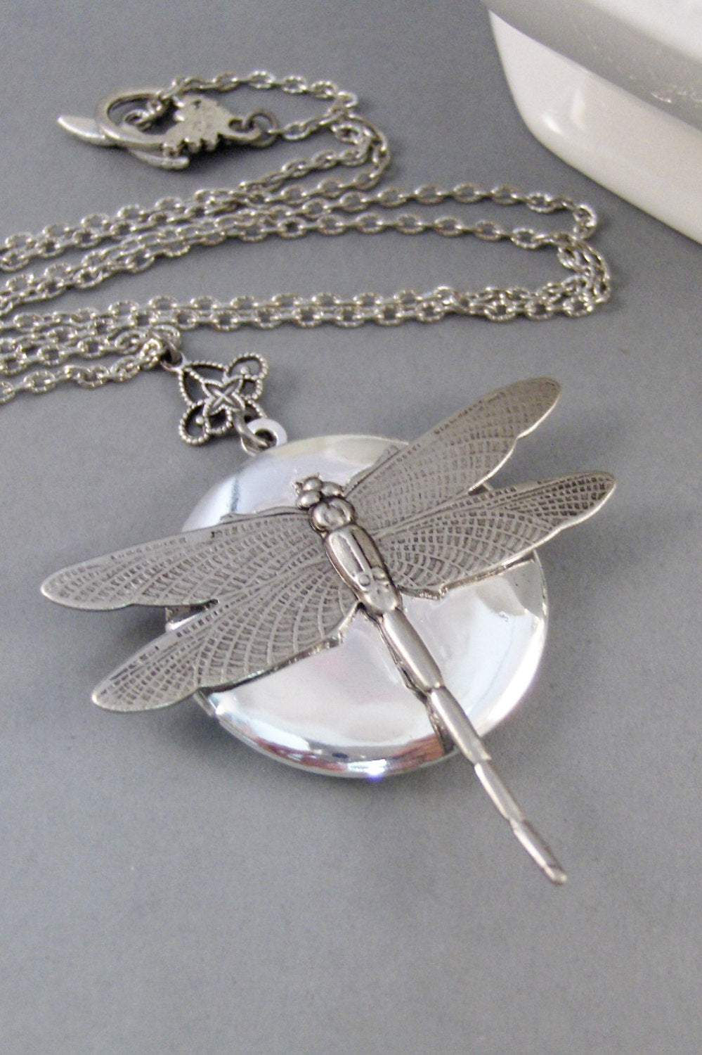 Dragonfly,Locket,Dragonfly Necklace,Dragonfly Locket,Antiqued,Charm,Silver Locket,Antique Locket. Handmade jewelery by Valleygirldesigns.