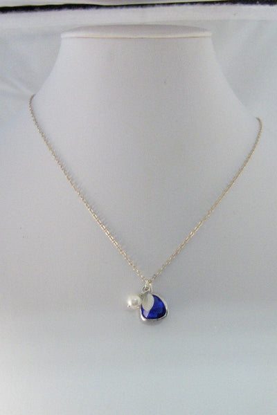 Royal Blue Blossom,Necklace,Blue,Birthstone,Sapphire,Sapphire NecklaceRoyal Blue,Silver Necklace,Wedding,Birdesmaid,Valley Girl Designs