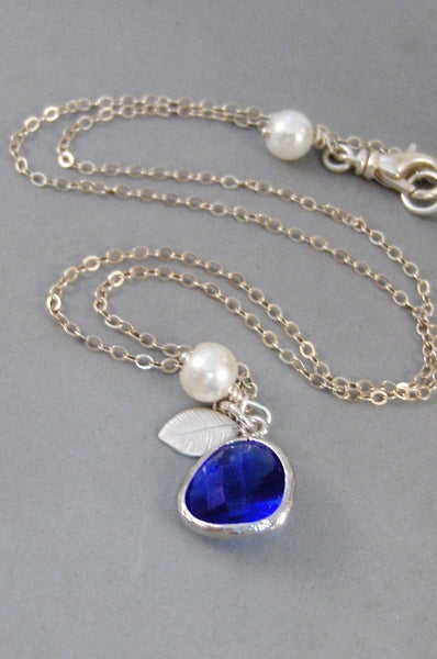 Royal Blue Blossom,Necklace,Blue,Birthstone,Sapphire,Sapphire NecklaceRoyal Blue,Silver Necklace,Wedding,Birdesmaid,Valley Girl Designs