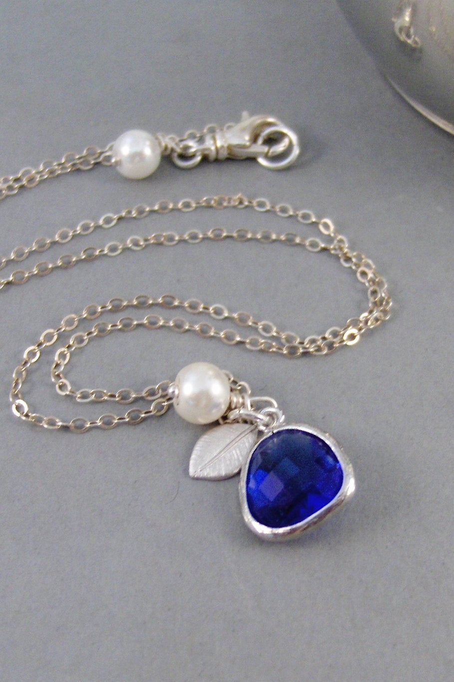 Royal Blue Blossom,Necklace,Blue,Birthstone,Sapphire,Sapphire NecklaceRoyal Blue,Silver Necklace,Wedding,Birdesmaid,Valley Girl Designs