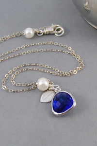 Royal Blue Blossom,Necklace,Blue,Birthstone,Sapphire,Sapphire NecklaceRoyal Blue,Silver Necklace,Wedding,Birdesmaid,Valley Girl Designs