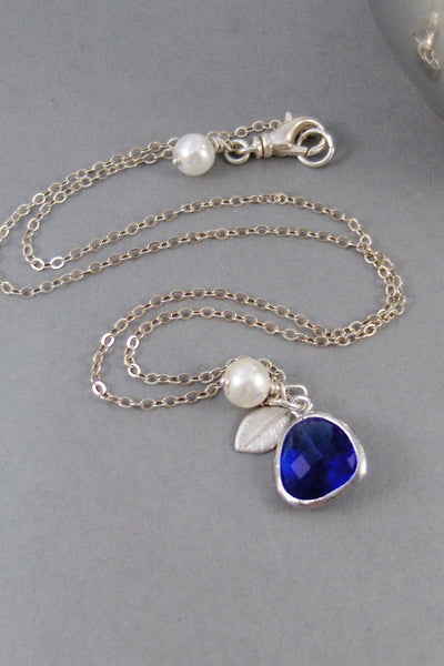 Royal Blue Blossom,Necklace,Blue,Birthstone,Sapphire,Sapphire NecklaceRoyal Blue,Silver Necklace,Wedding,Birdesmaid,Valley Girl Designs