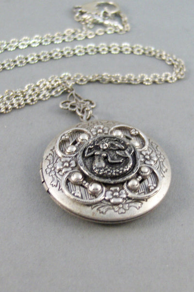 SALE Mermaid Girl,Locket,Mermaid,Shell,Mermaid Locket,Antique Locket,Silver Locket,Goddess,Ocean Locket,Handmade jewelry valleygirldesigns